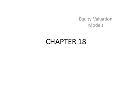 Equity Valuation Models