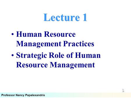 Lecture 1 Human Resource Management Practices