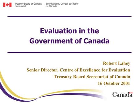 Evaluation in the Government of Canada