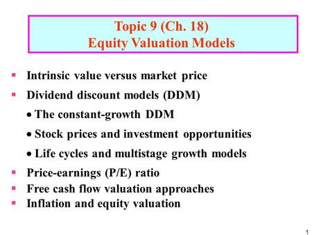 Equity Valuation Models