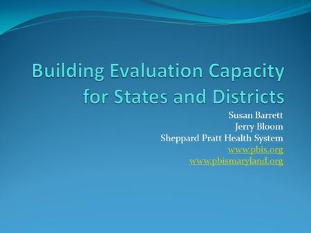 Building Evaluation Capacity for States and Districts