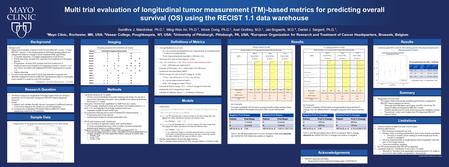 Multi trial evaluation of longitudinal tumor measurement (TM)-based metrics for predicting overall survival (OS) using the RECIST 1.1 data warehouse Background: