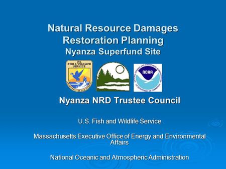 Nyanza NRD Trustee Council U.S. Fish and Wildlife Service Massachusetts Executive Office of Energy and Environmental Affairs National Oceanic and Atmospheric.