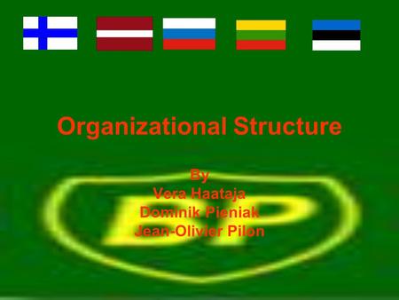 Organizational Structure By Vera Haataja Dominik Pieniak Jean-Olivier Pilon.