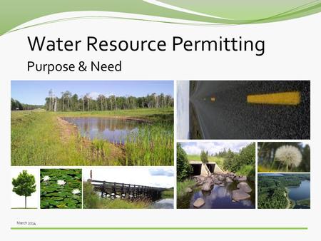 March 2014 Water Resource Permitting Purpose & Need.