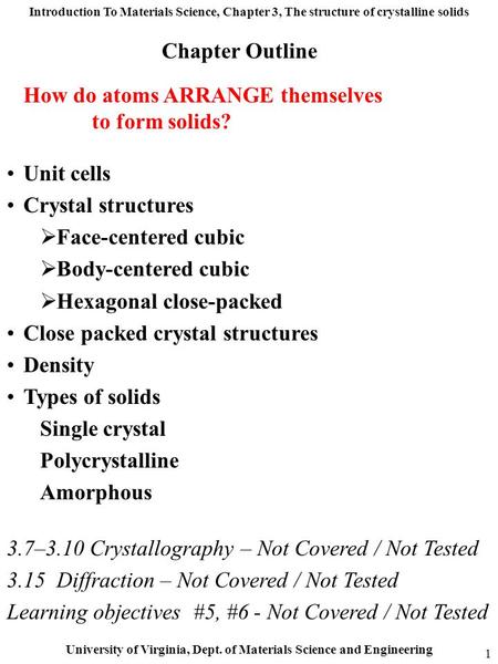 How do atoms ARRANGE themselves to form solids? Unit cells