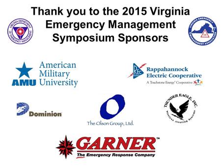 Thank you to the 2015 Virginia Emergency Management Symposium Sponsors