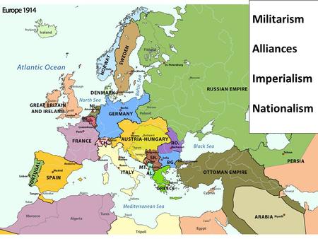 Militarism Alliances Imperialism Nationalism Archduke Franz Ferdinand & Sophie about to take their last ride…