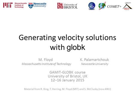 Generating velocity solutions with globk