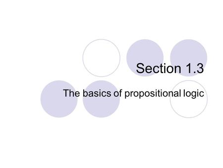 The basics of propositional logic