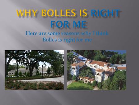Here are some reasons why I think Bolles is right for me.