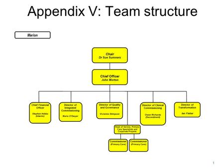1 Appendix V: Team structure. 2 JOINT COMMISSIONING BARNET CCG.
