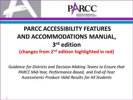 Guidance for Districts and Decision-Making Teams to Ensure that PARCC Mid-Year, Performance-Based, and End-of-Year Assessments Produce Valid Results for.