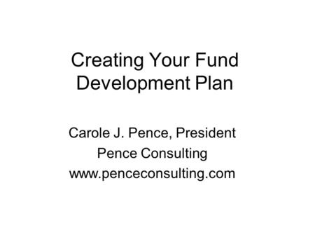 Creating Your Fund Development Plan