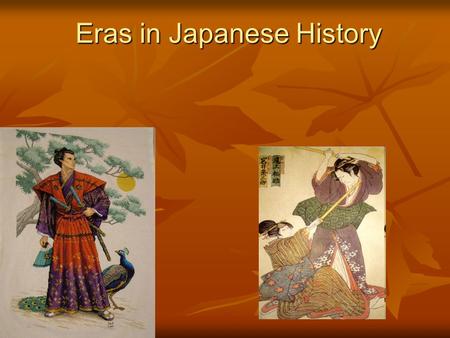 Eras in Japanese History. Jomon 10,000-300B.C. 10,000-300B.C. Stone age hunters/gatherers Stone age hunters/gatherers Pottery rope patterned Pottery rope.