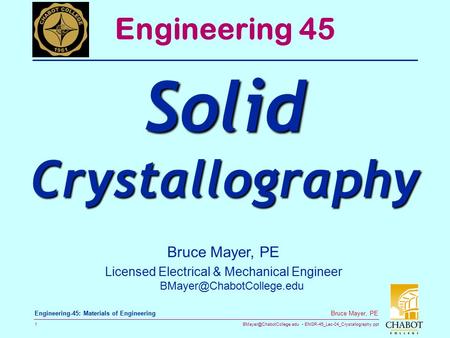 Solid Crystallography