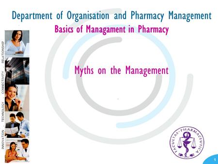 - 1 - Myths on the Management Department of Organisation and Pharmacy Management Basics of Managament in Pharmacy.