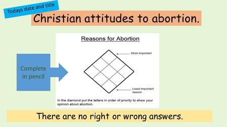 Christian attitudes to abortion.