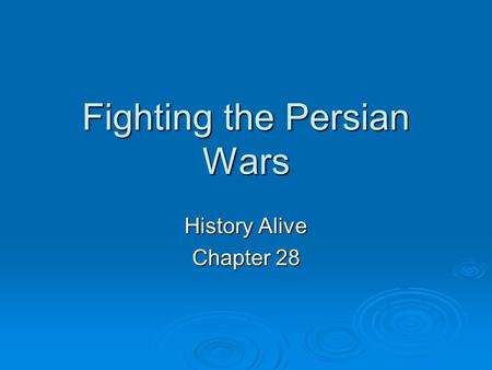 Fighting the Persian Wars