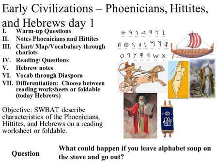 Early Civilizations – Phoenicians, Hittites, and Hebrews day 1