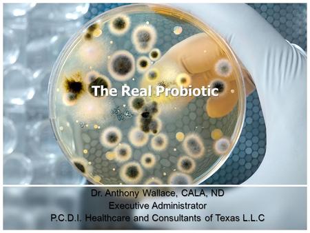 The Real Probiotic Dr. Anthony Wallace, CALA, ND Executive Administrator P.C.D.I. Healthcare and Consultants of Texas L.L.C.