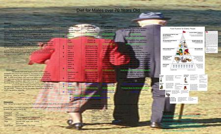 Diet for Males over 70 Years Old By Khalid Qumsieh Beloit College Introduction: Old people have some disabilities as a result of their senescent cells.