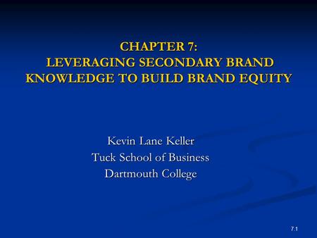 CHAPTER 7: LEVERAGING SECONDARY BRAND KNOWLEDGE TO BUILD BRAND EQUITY