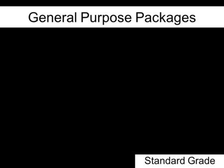 General Purpose Packages Standard Grade. Lesson Objectives The difference between Application and General Purpose Packages Types of GPP Common Features.