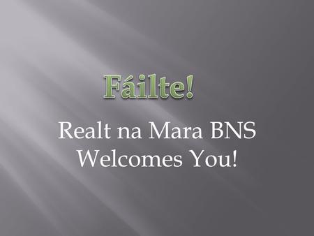 Realt na Mara BNS Welcomes You!. As told by the Fifth Class of Réalt na Mara Boys’ National School, Donacarney, Mornington, County Meath.