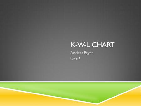 K-W-L CHART Ancient Egypt Unit 3. DO NOW  Why do you think new inventions and techniques change the way humans live their daily lives?  How did the.