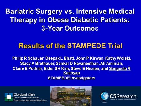 Bariatric Surgery vs. Intensive Medical Therapy in Obese Diabetic Patients: 3-Year Outcome Bariatric Surgery vs. Intensive Medical Therapy in Obese Diabetic.