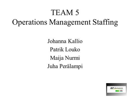 TEAM 5 Operations Management Staffing