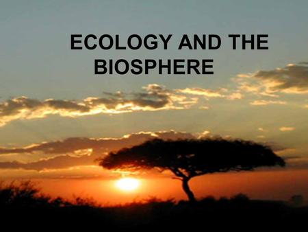 ECOLOGY AND THE BIOSPHERE