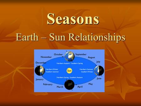 Earth – Sun Relationships