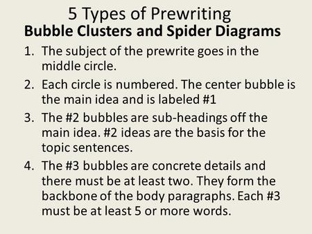5 Types of Prewriting Bubble Clusters and Spider Diagrams