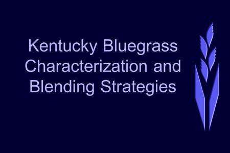 Kentucky Bluegrass Characterization and Blending Strategies.