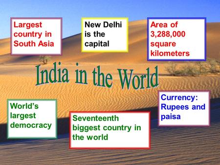 India in the World Largest country in South Asia