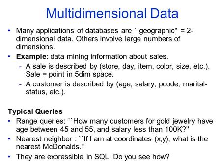 Multidimensional Data