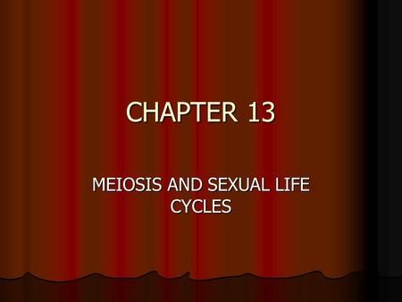 CHAPTER 13 MEIOSIS AND SEXUAL LIFE CYCLES. INTRODUCTION TO HEREDITY HEREDITY- transmission of traits from one generation to the next GENETICS- the scientific.