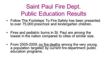 Saint Paul Fire Dept. Public Education Results