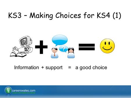 1 KS3 – Making Choices for KS4 (1) Information + support = a good choice.