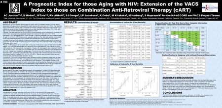 A Prognostic Index for those Aging with HIV: Extension of the VACS Index to those on Combination Anti-Retroviral Therapy (cART) AC Justice* 1,2, S Modur.