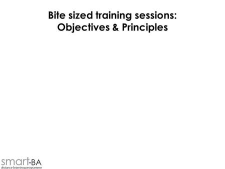 Bite sized training sessions: Objectives & Principles.