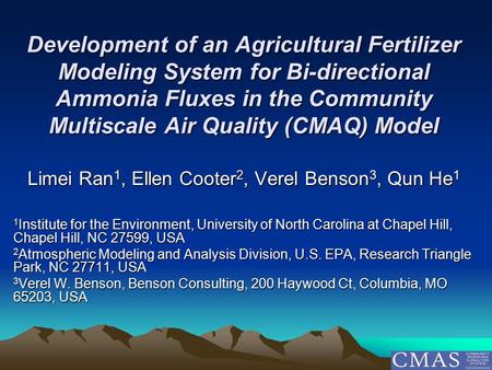 Development of an Agricultural Fertilizer Modeling System for Bi-directional Ammonia Fluxes in the Community Multiscale Air Quality (CMAQ) Model Limei.