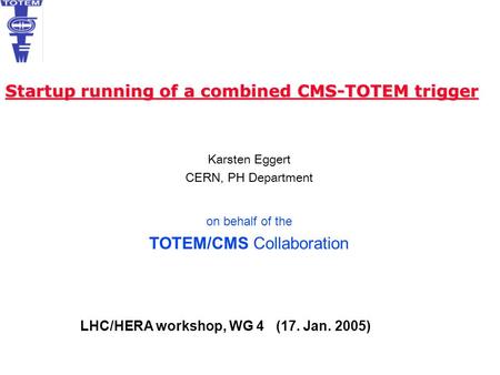 LHC/HERA workshop, WG 4 (17. Jan. 2005)
