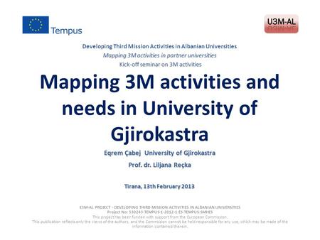 Mapping 3M activities and needs in University of Gjirokastra