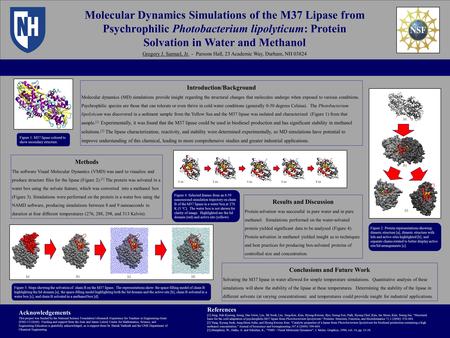 Molecular Dynamics Simulations of the M37 Lipase from Psychrophilic Photobacterium lipolyticum: Protein Solvation in Water and Methanol Gregory J. Samuel,