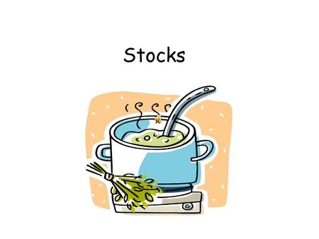 Stocks Definition of a Stock Stock- A flavorful liquid used as a base to flavor soups and sauces. A stock is made by simmering meat, poultry, fish, or.