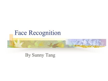 Face Recognition By Sunny Tang.