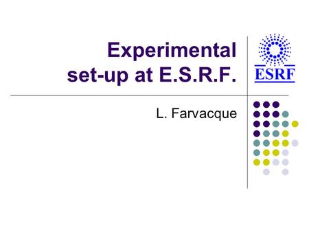 Experimental set-up at E.S.R.F. L. Farvacque. 1/04/2004L. Farvacque - E.S.R.F.2 Experimental set-up Hardware Kickers Bpms Software Data acquisition processing.